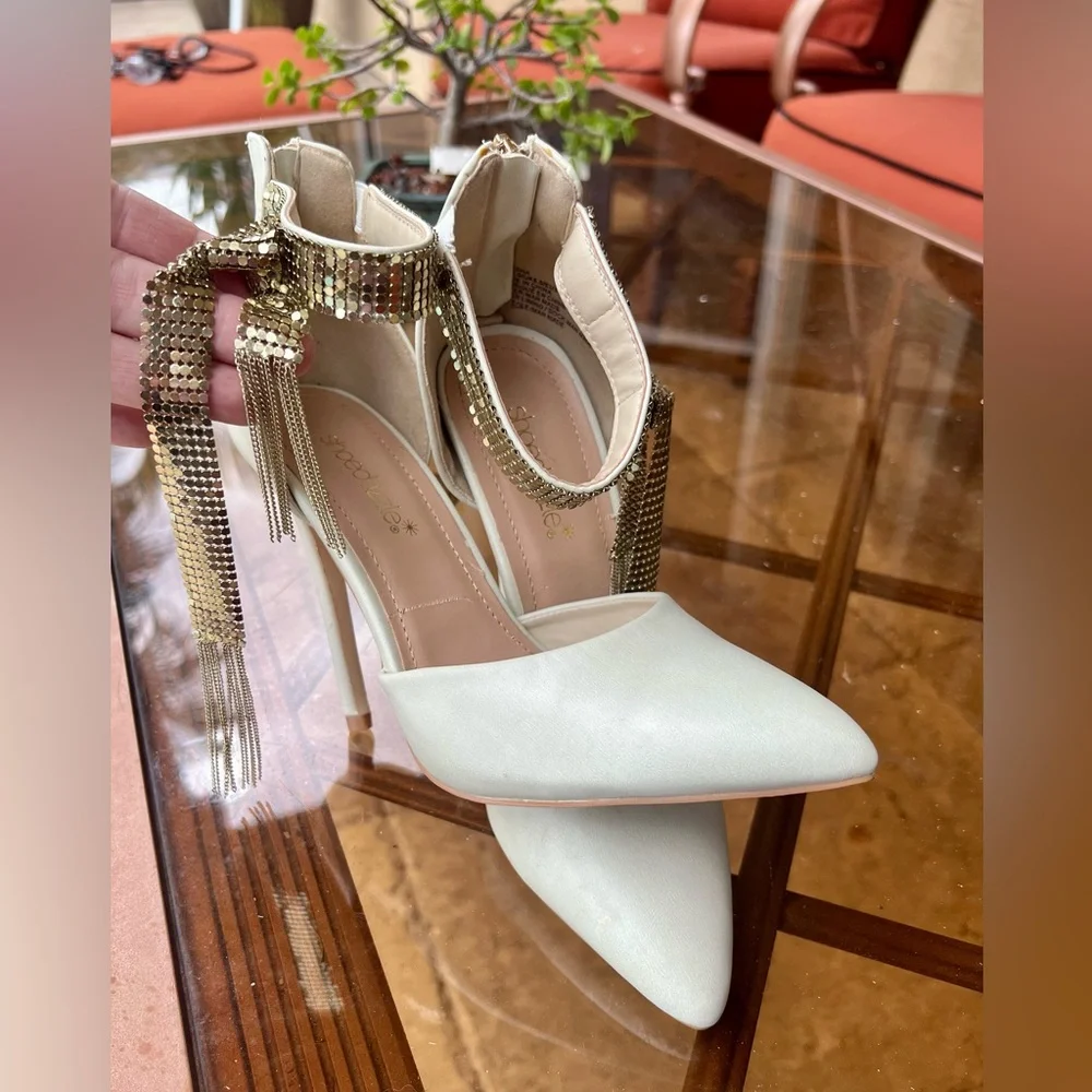 Shoedazzle AYESHA Ankle Strap Chain Stiletto Closed Toe Pump - Picture 9 of 13